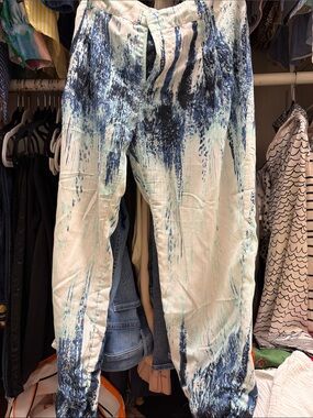 Parker Blue White Abstract Print Jumpsuit Pants